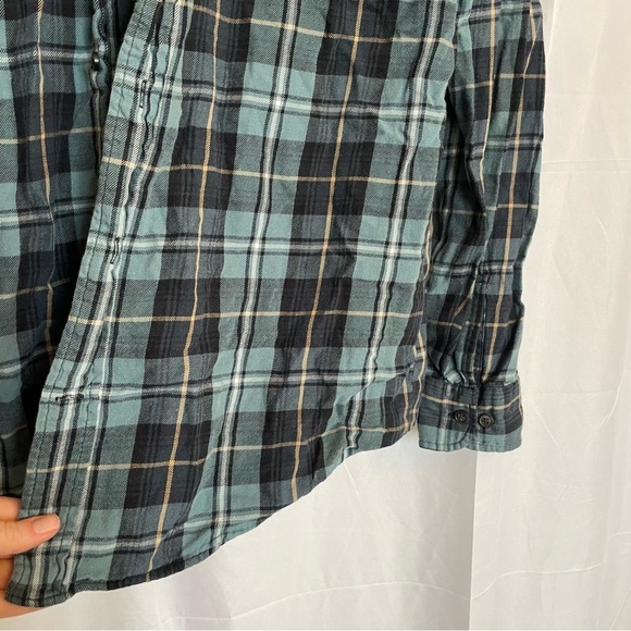 ST JOHNS BAY Men’s Green Blue Plaid Flannel Long Sleeve Size Medium - Picture 5 of 11